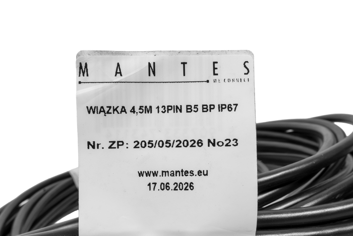 Електромонтаж MANTES, джгут проводів для причепа для човна 4,4 м, 13-контактний штекер, 2x5-контактні багнети